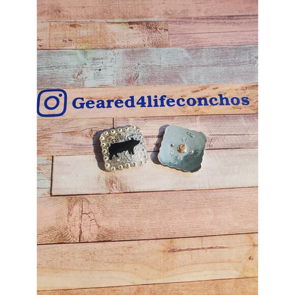 Pig lover square conchos, 4h conchos, ffa gift, pig showing, custom conchos, - Picture 4 of 4